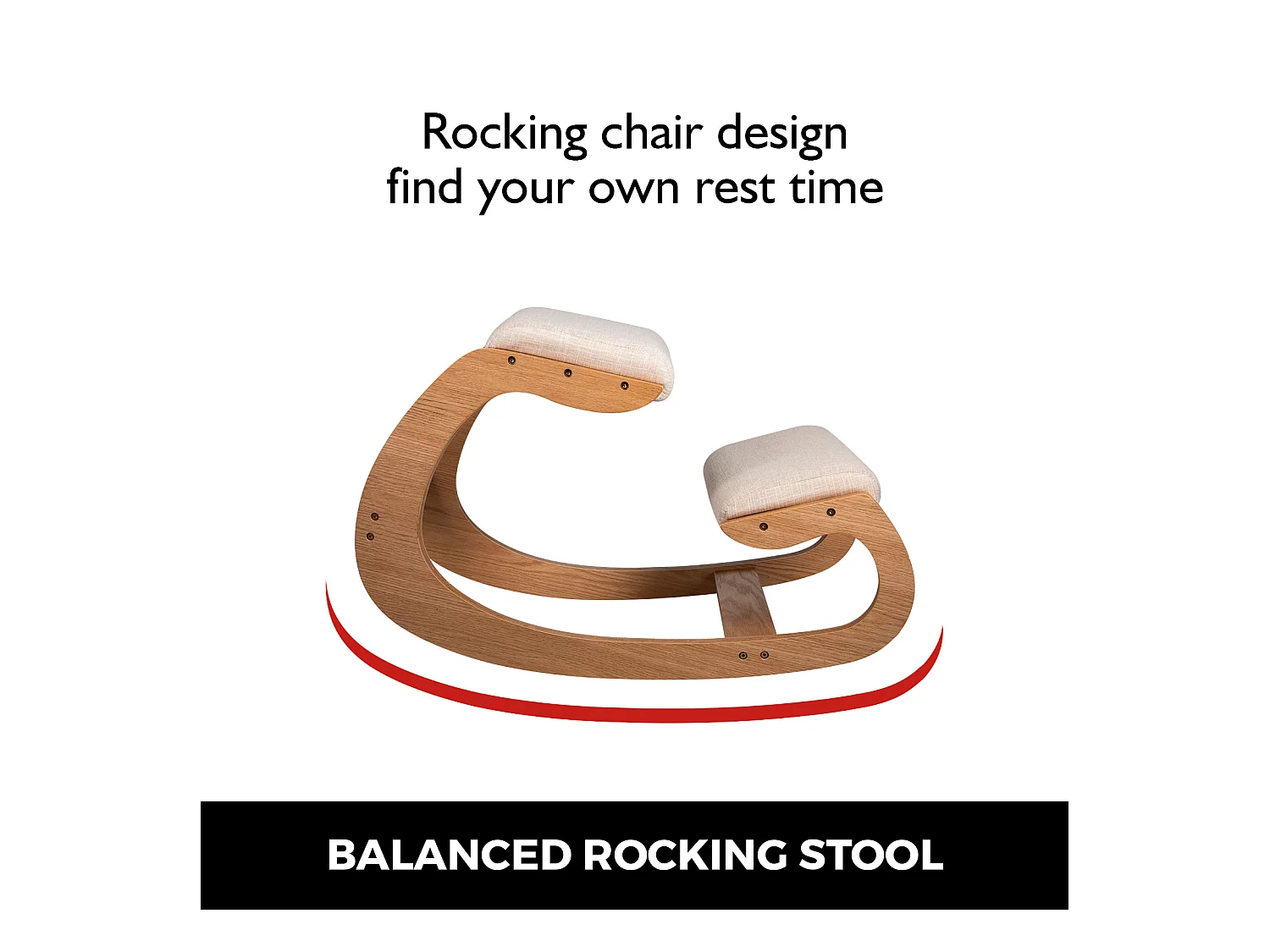 Tabouret Ergonomique - Siège Assis à Genoux, SucceBuy Tabouret en Bois Ergonomique à Genoux, à Bascule et Correcteur de Posture pour le Bureau et la Maison