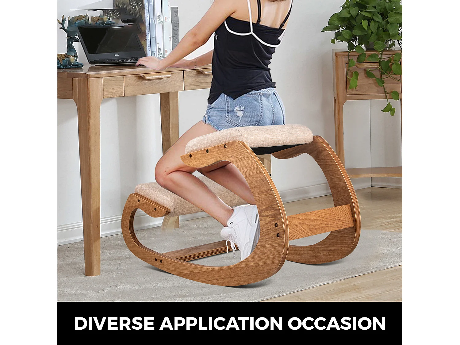 Tabouret Ergonomique - Siège Assis à Genoux, SucceBuy Tabouret en Bois Ergonomique à Genoux, à Bascule et Correcteur de Posture pour le Bureau et la Maison