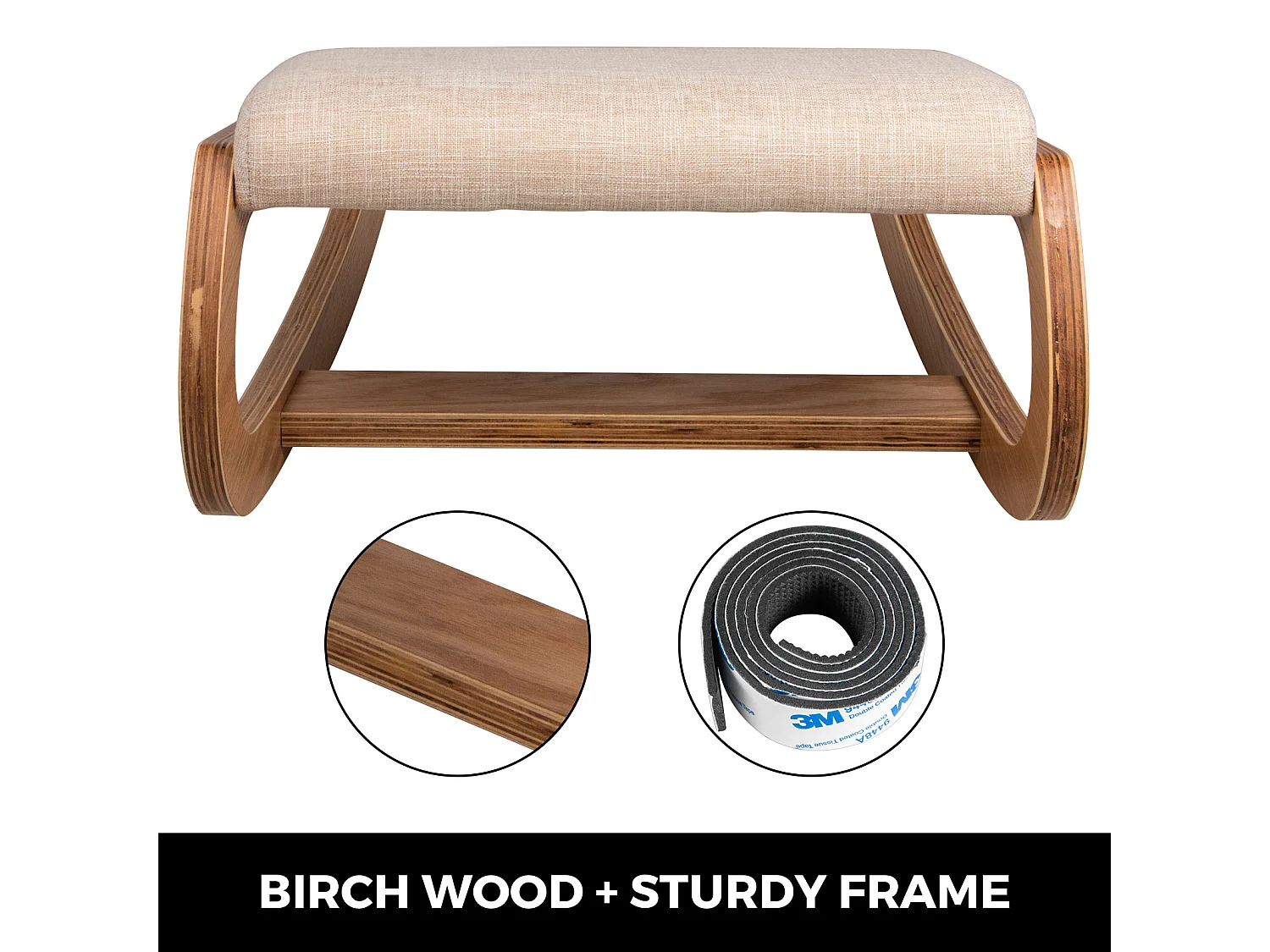 Tabouret Ergonomique - Siège Assis à Genoux, SucceBuy Tabouret en Bois Ergonomique à Genoux, à Bascule et Correcteur de Posture pour le Bureau et la Maison