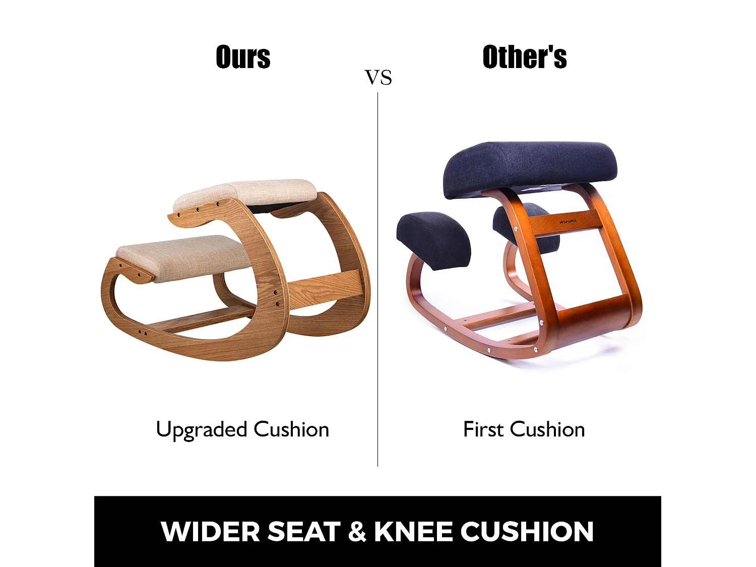 Tabouret Ergonomique - Siège Assis à Genoux, SucceBuy Tabouret en Bois Ergonomique à Genoux, à Bascule et Correcteur de Posture pour le Bureau et la Maison