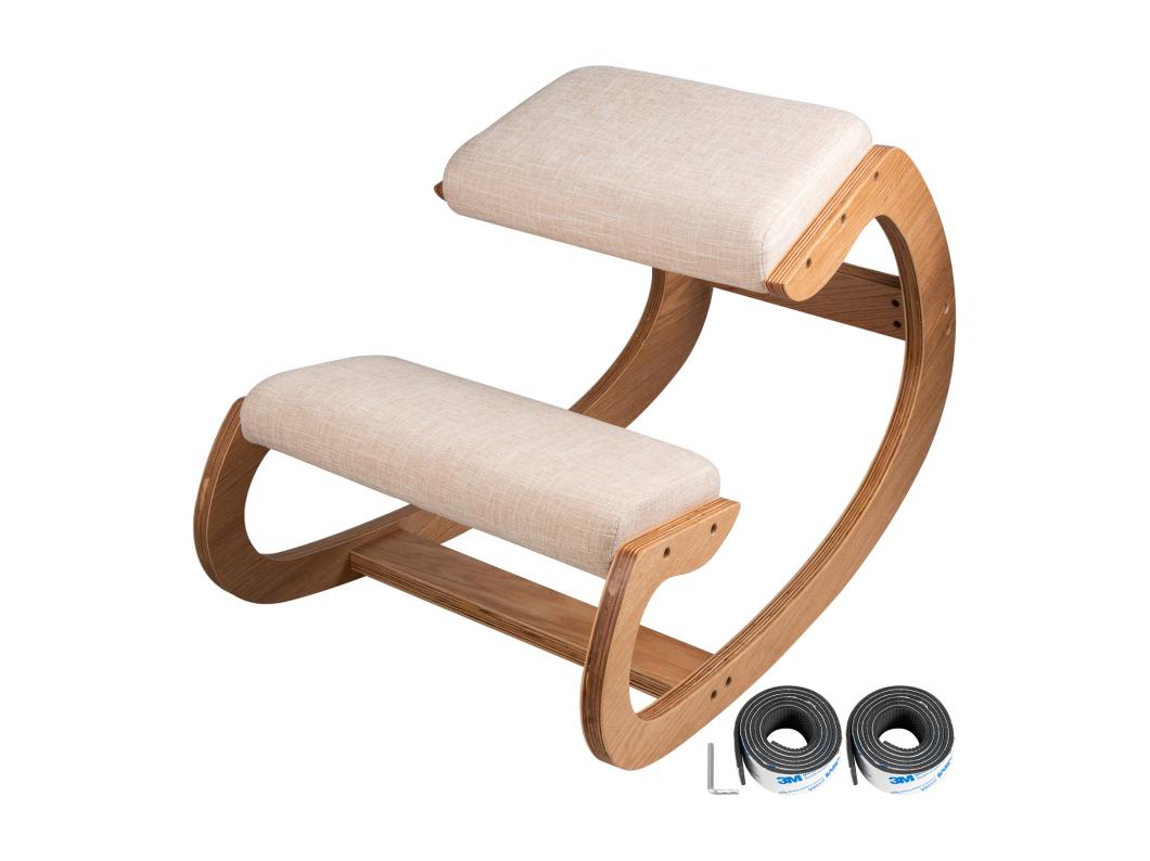 Sgabello Ergonomico per Inginocchiarsi, SucceBuy Sgabello Ergonomico in Legno, Correttore Posturale e a Dondolo per Ufficio e Casa