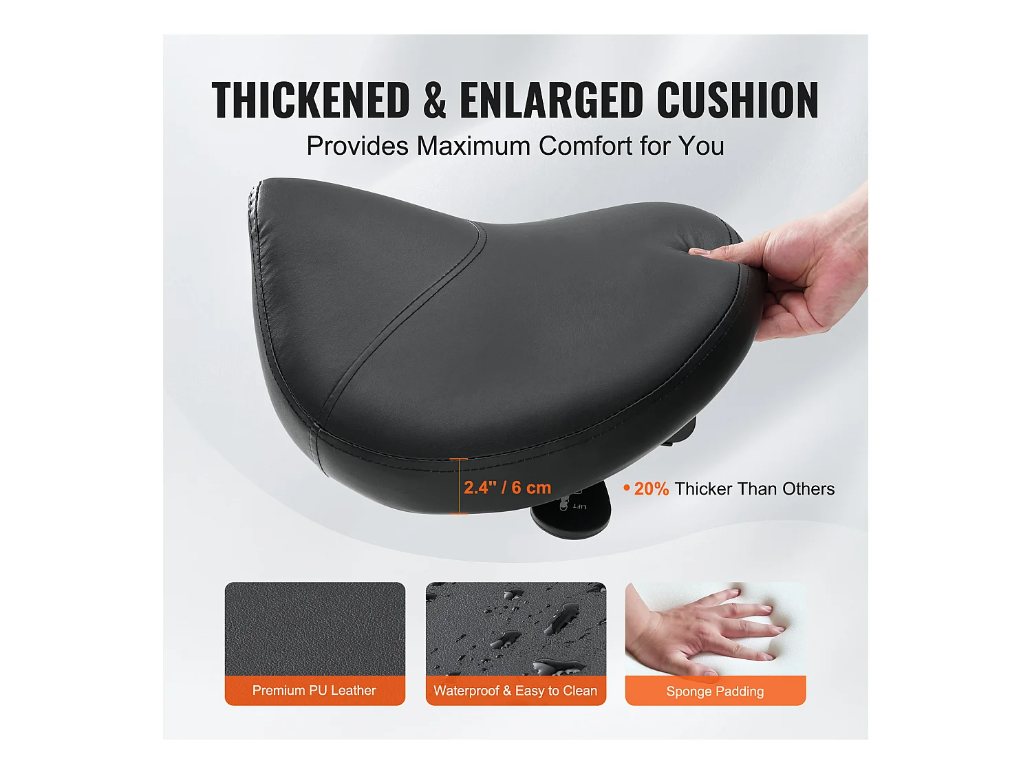 Tabouret de Bureau SucceBuy Tabouret de Selle, Chaise Roulante avec Roulettes, Cuir PU Épais