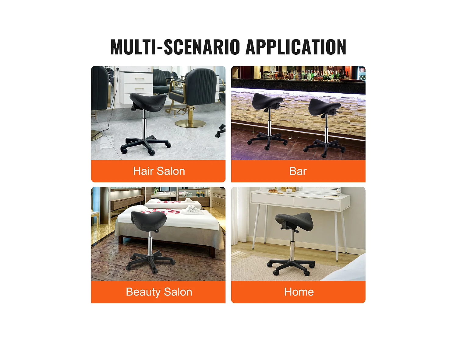 Tabouret de Bureau SucceBuy Tabouret de Selle, Chaise Roulante avec Roulettes, Cuir PU Épais