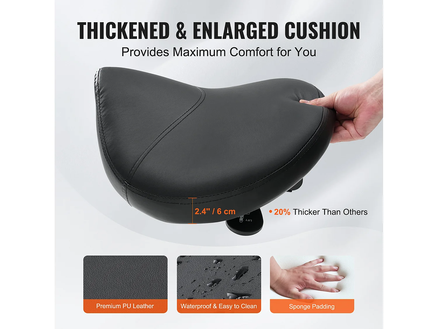 Tabouret de Bureau SucceBuy Tabouret de Selle, Chaise Roulante avec Roulettes, Cuir PU Épais