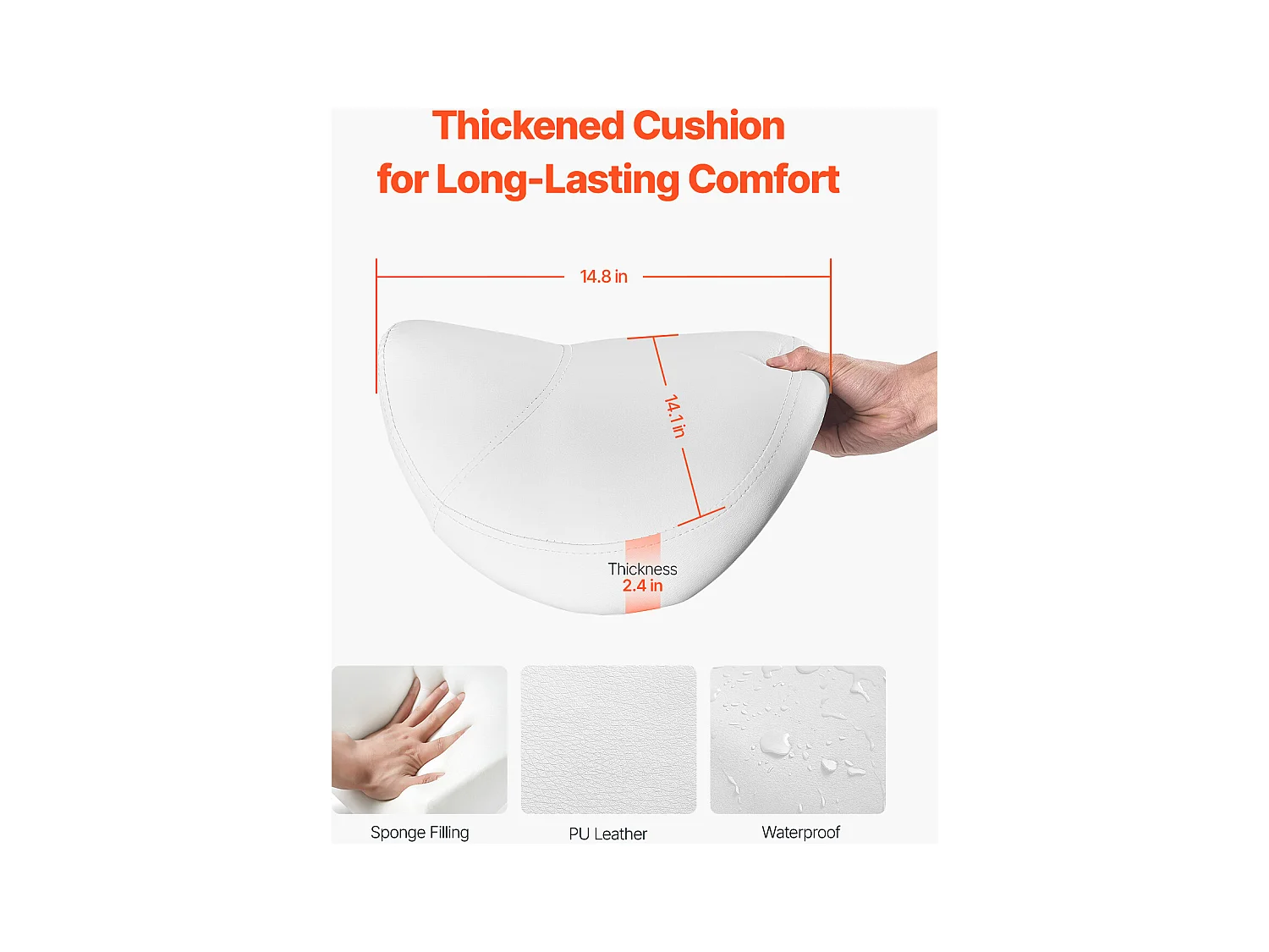 Bürostuhl SucceBuy Sattelstuhl mit Rollen aus PU-Leder höhenverstellbar Weiß