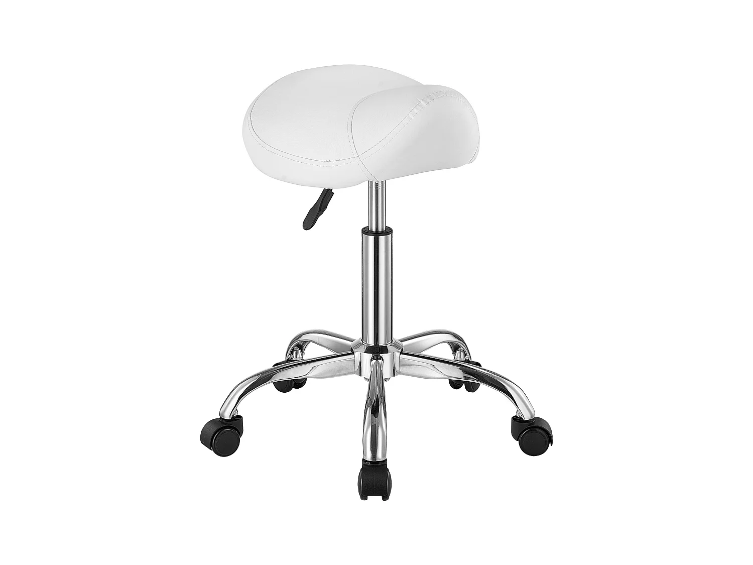 Bürostuhl SucceBuy Sattelstuhl mit Rollen aus PU-Leder höhenverstellbar Weiß