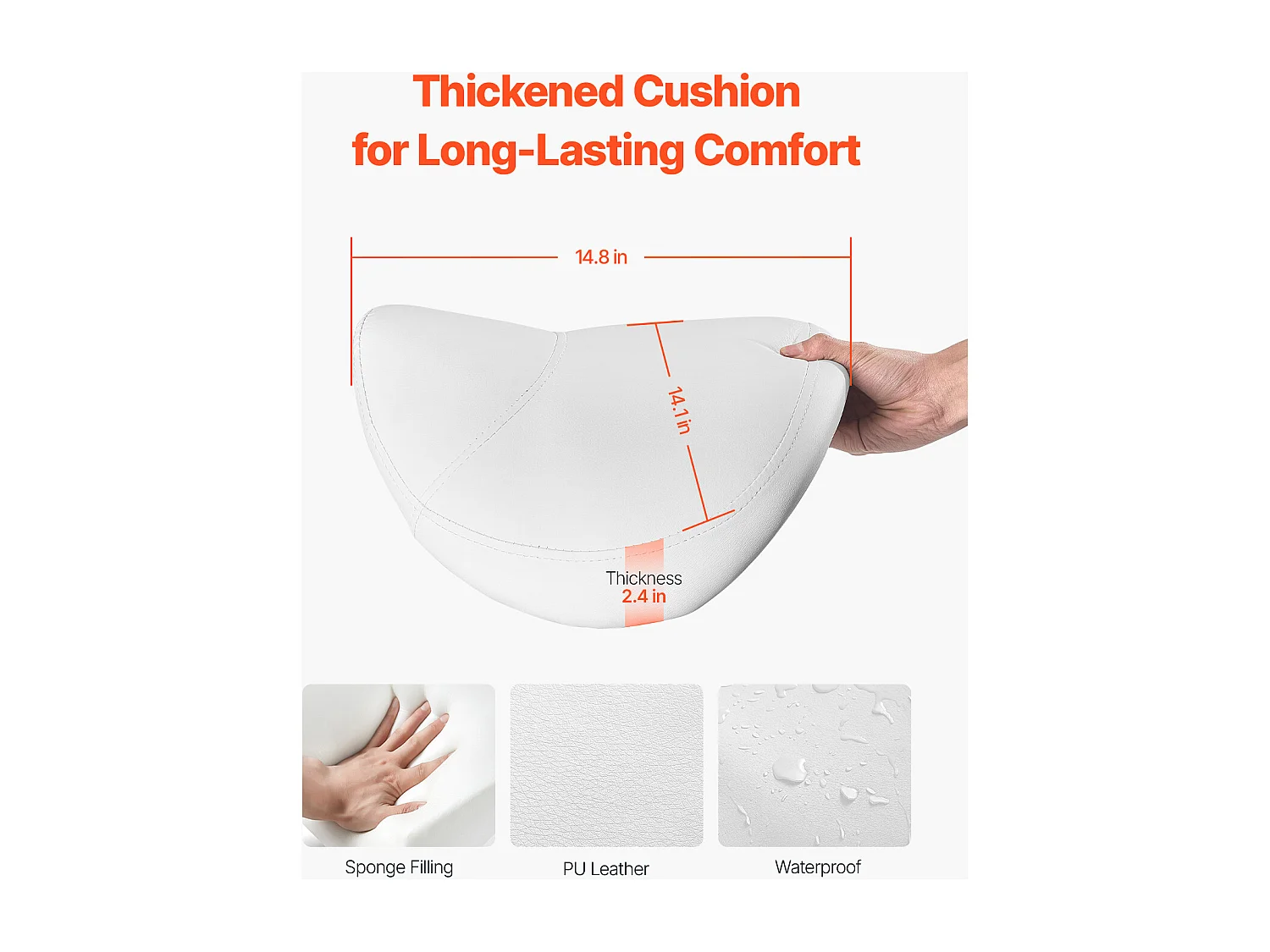 Tabouret de Bureau SucceBuy Tabouret de Selle à Roulettes en Cuir PU Réglable en Hauteur Blanc