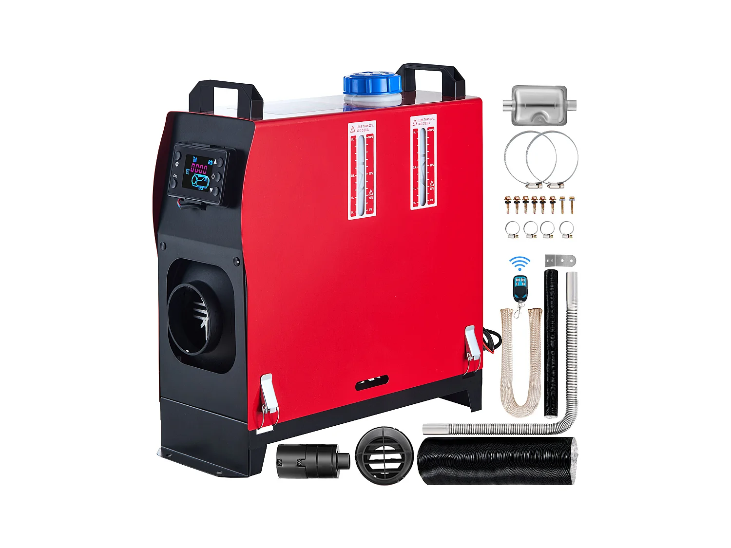 Scaldabagno ad Aria Diesel SucceBuy 12 V 5 kW con Schermo LCD per Camion, RV – 1 Uscita d'Aria, Nero