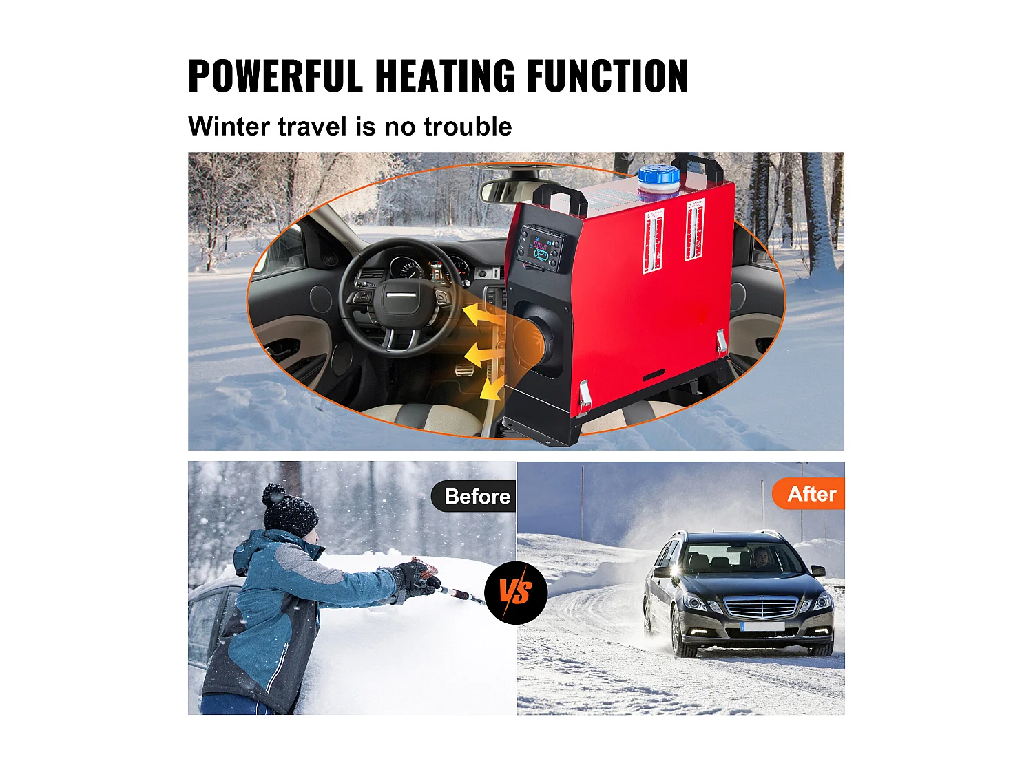 Scaldabagno ad Aria Diesel SucceBuy 12 V 5 kW con Schermo LCD per Camion, RV – 1 Uscita d'Aria, Nero