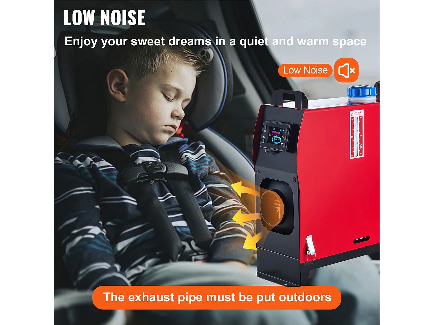 Scaldabagno ad Aria Diesel SucceBuy 12 V 5 kW con Schermo LCD per Camion, RV – 1 Uscita d'Aria, Nero