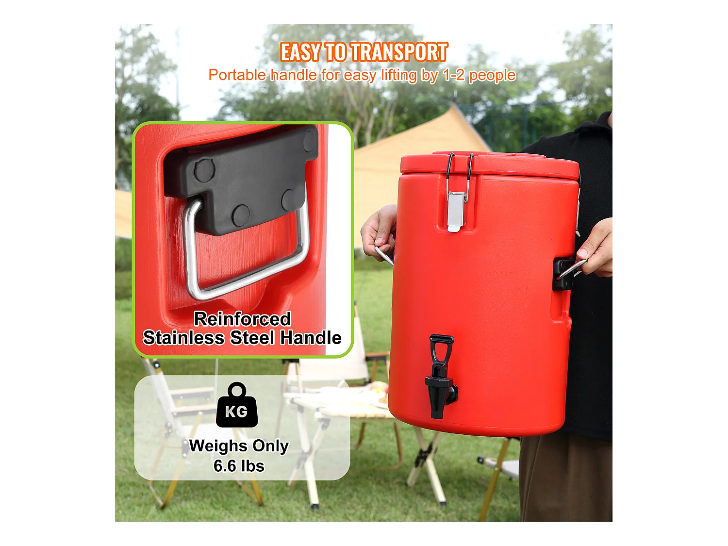 Distributeur de Boissons, SucceBuy Distributeur de Boissons Isotherme 7,6 L en Acier Inoxydable, Chaud et Froid