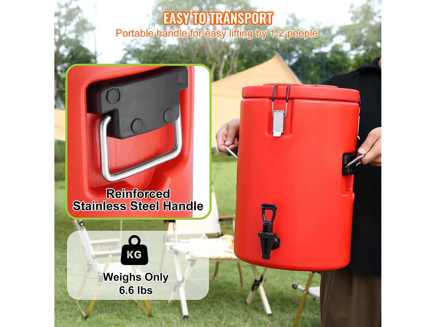 Distributeur de Boissons, SucceBuy Distributeur de Boissons Isotherme 7,6 L en Acier Inoxydable, Chaud et Froid