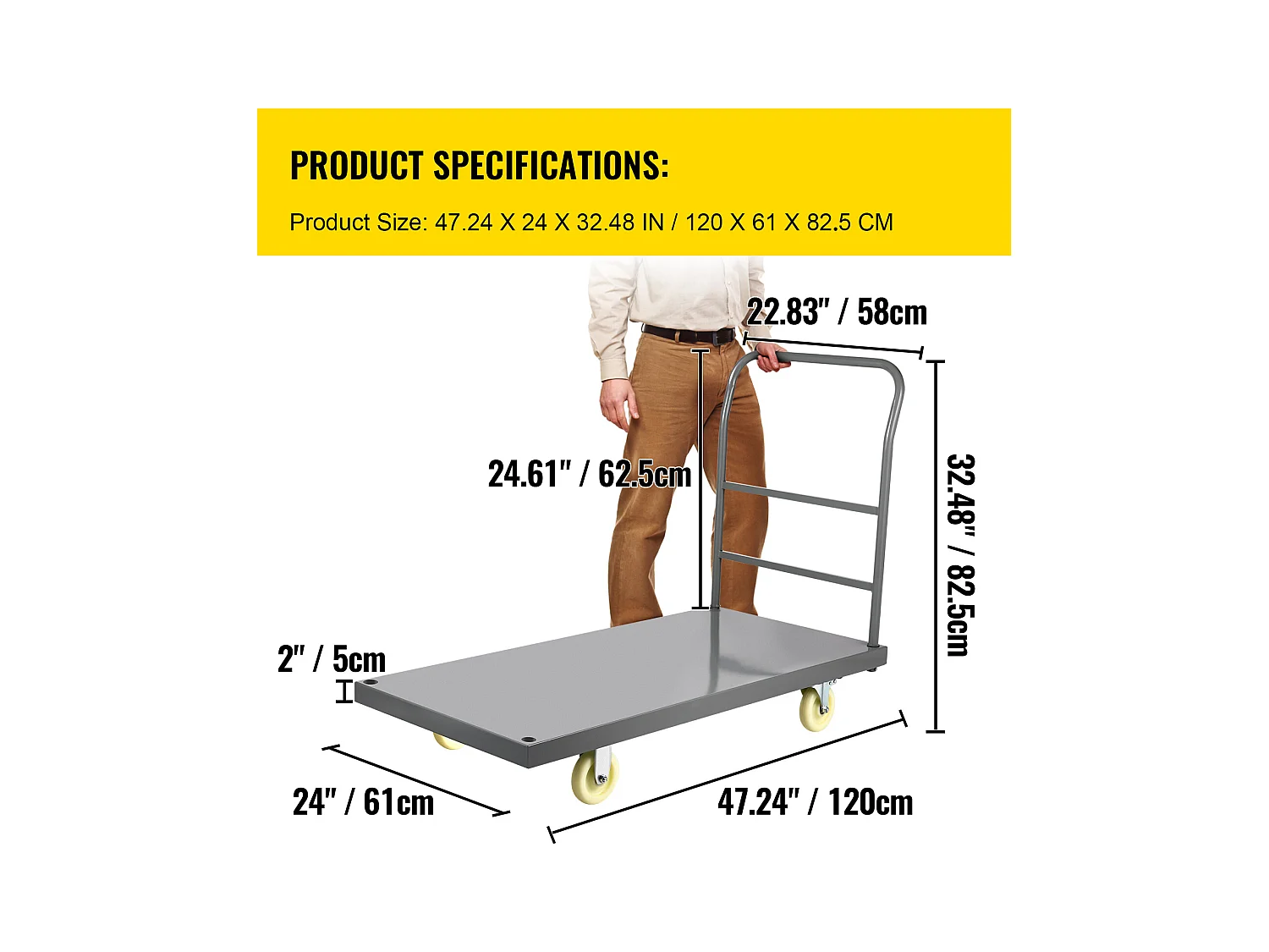 Umzugswagen SucceBuy, 120x61 cm, Transportwagen 907 kg, für Lager Laden Kai Restaurant Haus