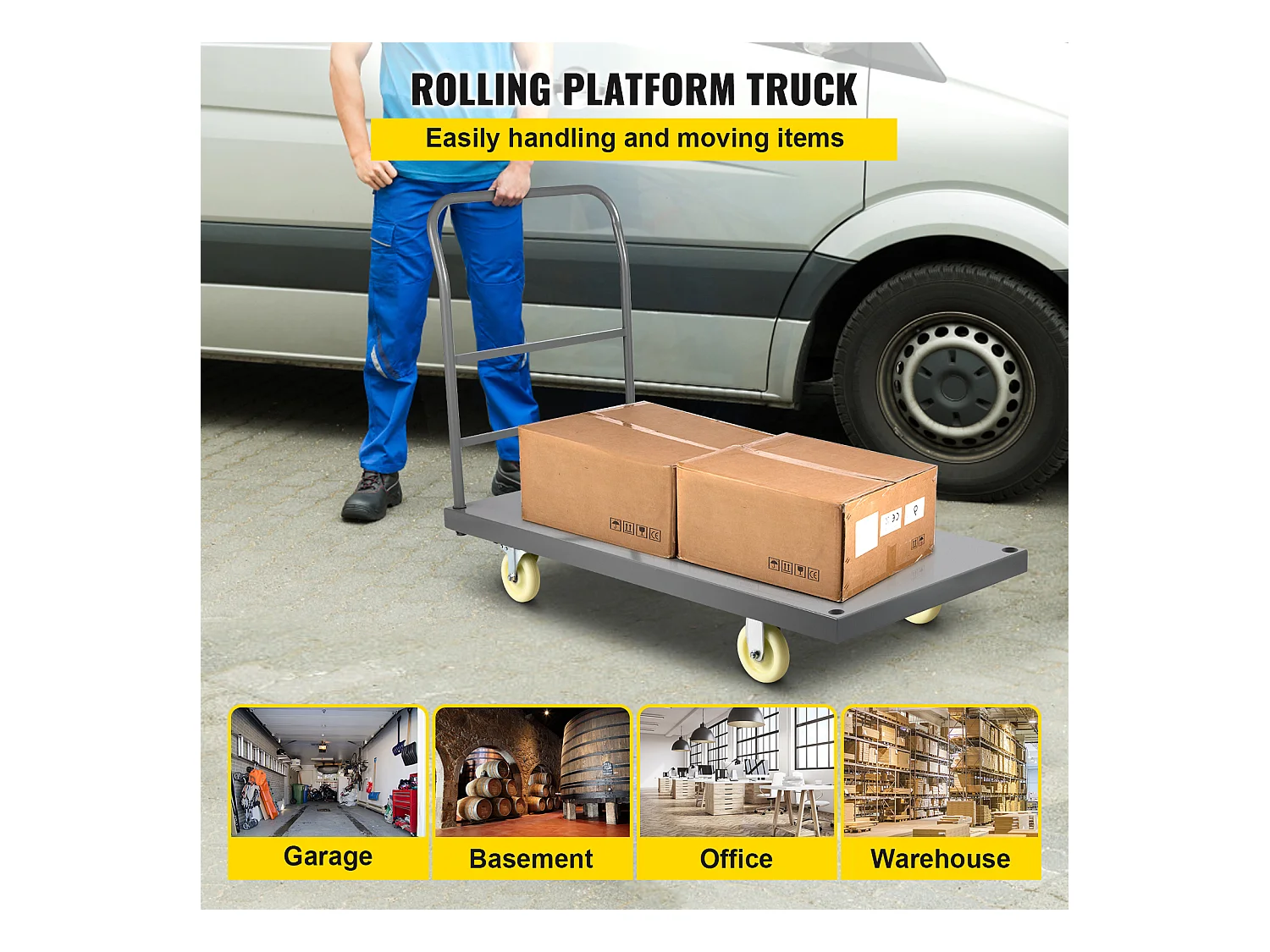 Umzugswagen SucceBuy, 120x61 cm, Transportwagen 907 kg, für Lager Laden Kai Restaurant Haus