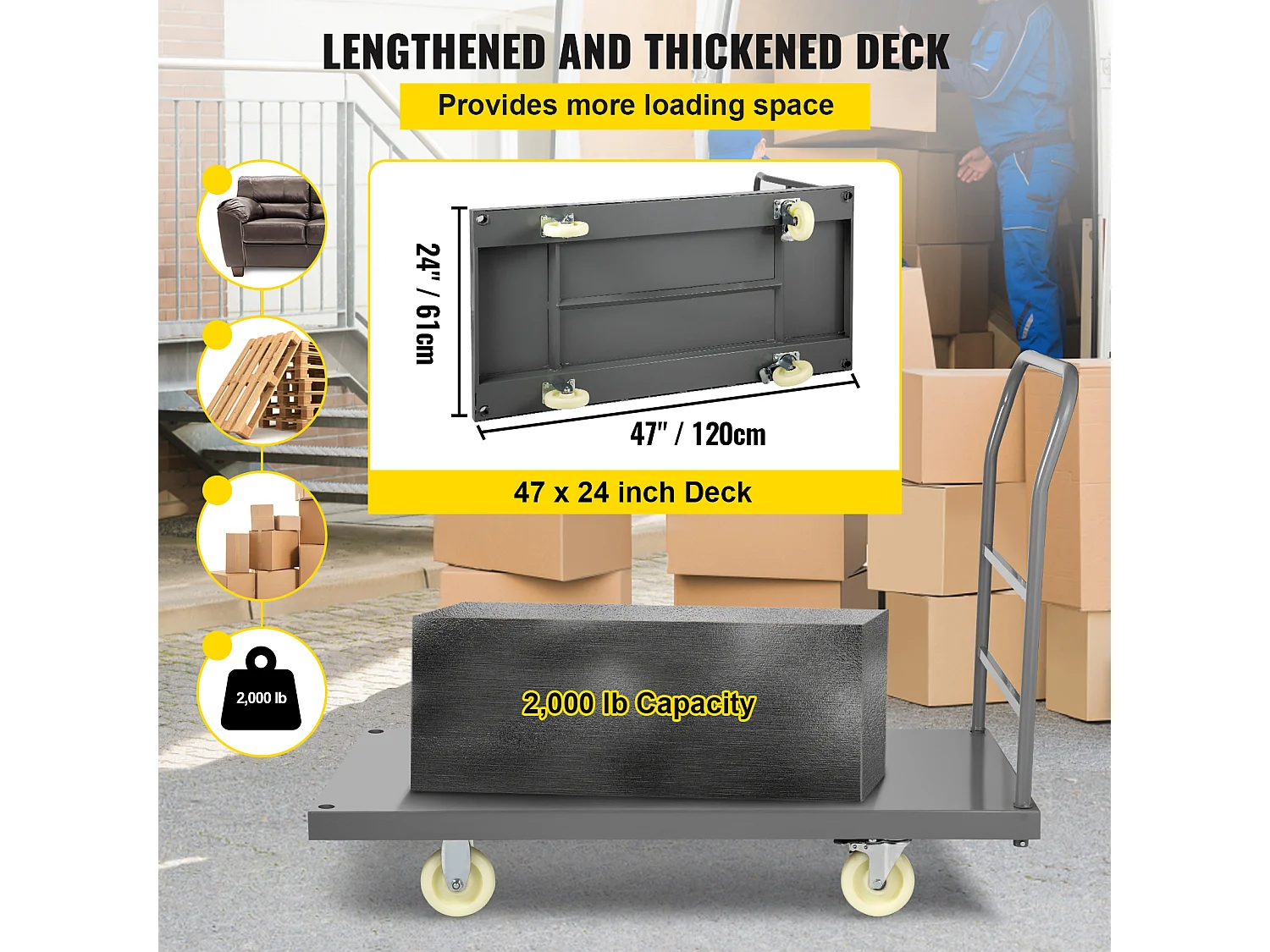 Umzugswagen SucceBuy, 120x61 cm, Transportwagen 907 kg, für Lager Laden Kai Restaurant Haus