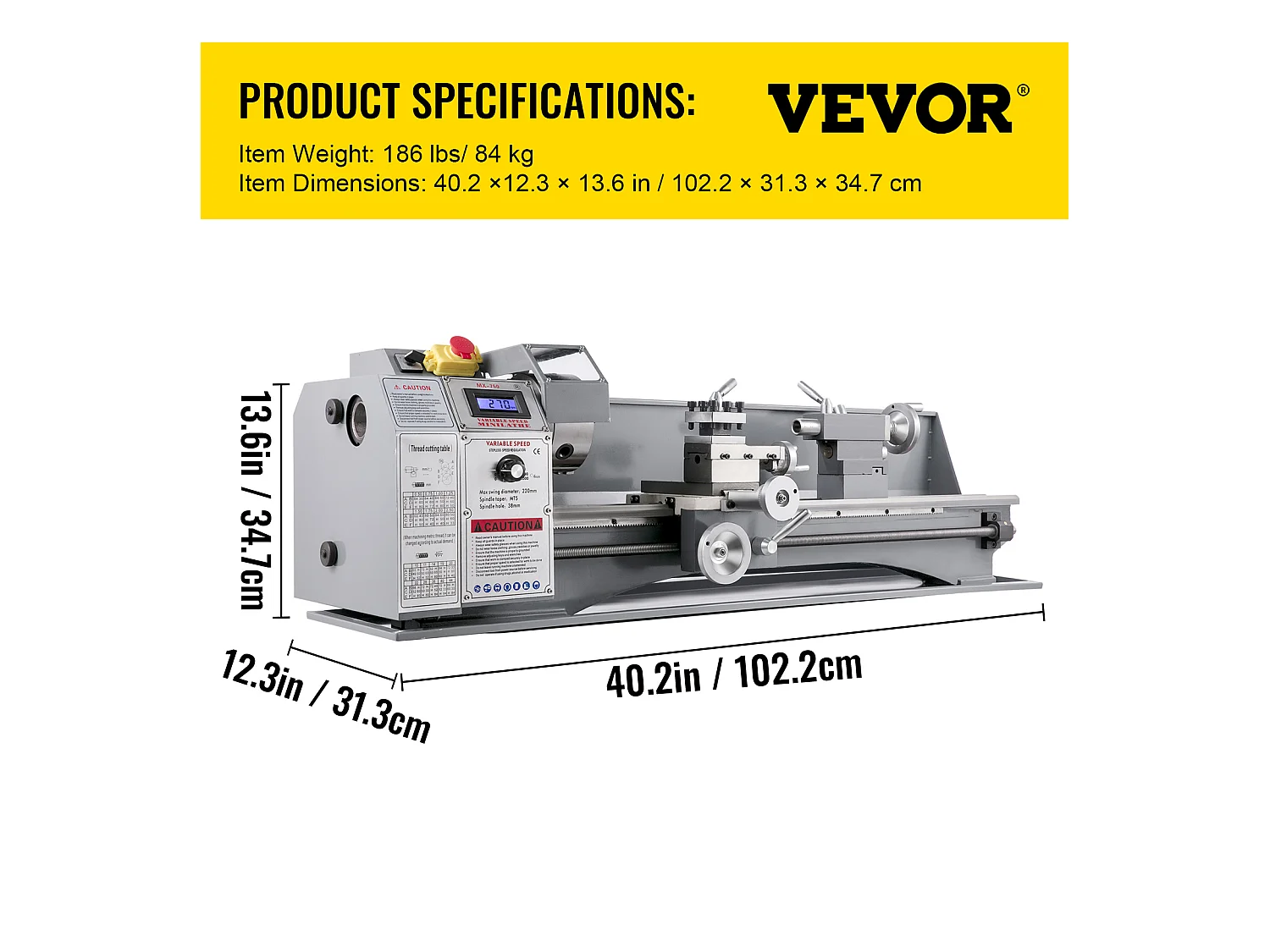 Metaaldraaibank, SucceBuy Mini Tafelmodel Metaaldraaibank 22 x 75 CM 1100W voor het Draaien van Metalen Tandwielen met een Snelheid van 2250 tpm