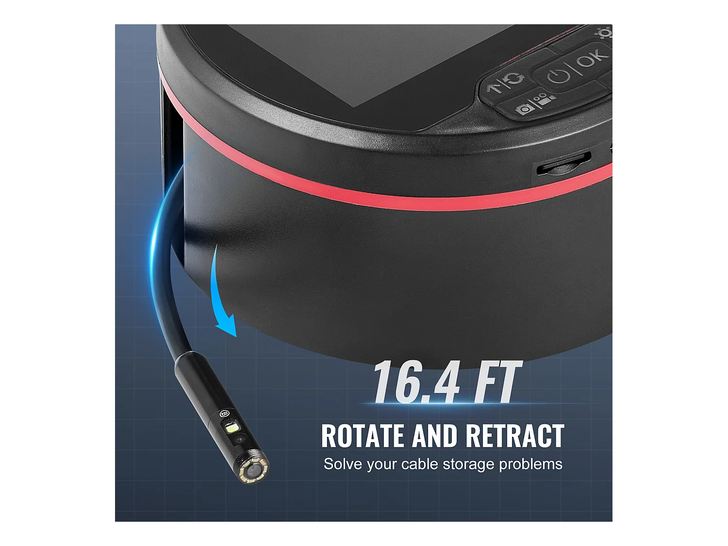 Borescope Dreifachobjektiv-Endoskopkamera SucceBuy mit 11cm-IPS-Bildschirm 8 + 2 Lichter