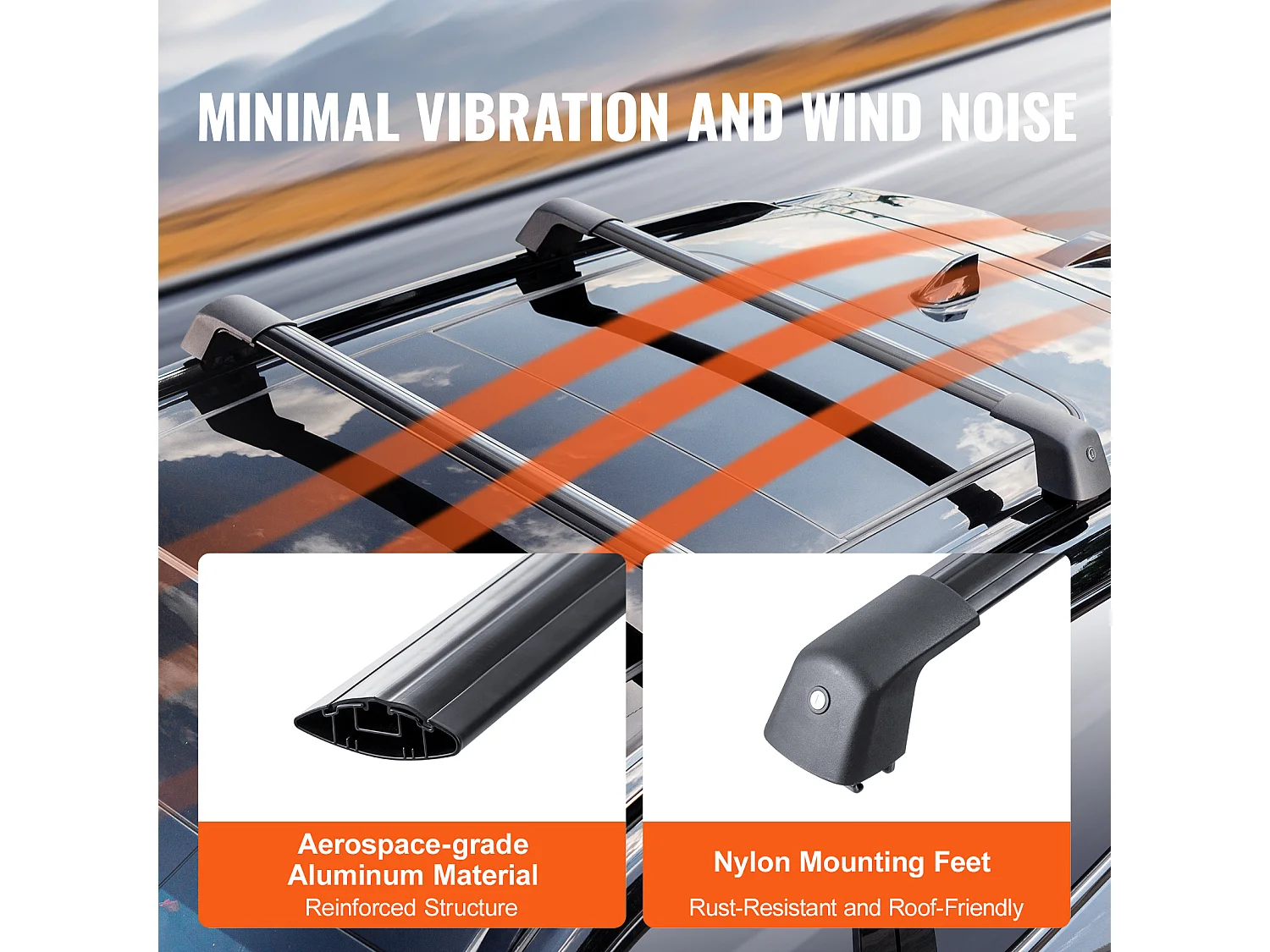 Barres Transversales de Toit SucceBuy Max 136cm pour Rails Latéraux Rainurés, Verrouillables, Charge de 90 kg