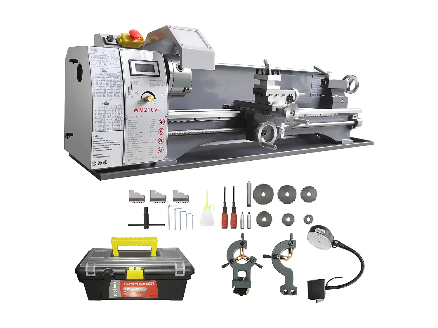 Torno para Metal, Torno para Metal SucceBuy 21 x 75 CM 50-2500 rpm Potencia Variable Continua
