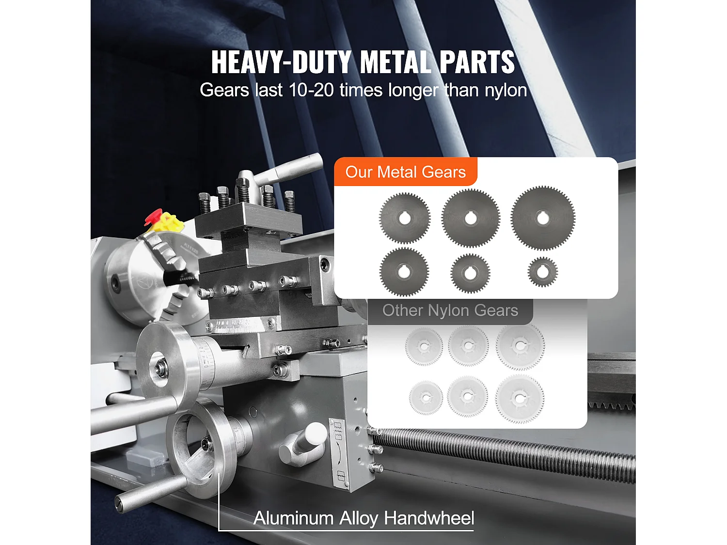 Torno para Metal, Torno para Metal SucceBuy 21 x 75 CM 50-2500 rpm Potencia Variable Continua