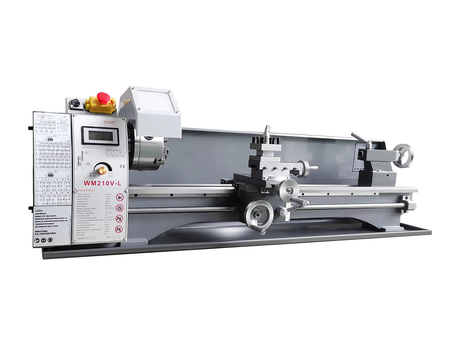 Torno para Metal, Torno para Metal SucceBuy 21 x 75 CM 50-2500 rpm Potencia Variable Continua