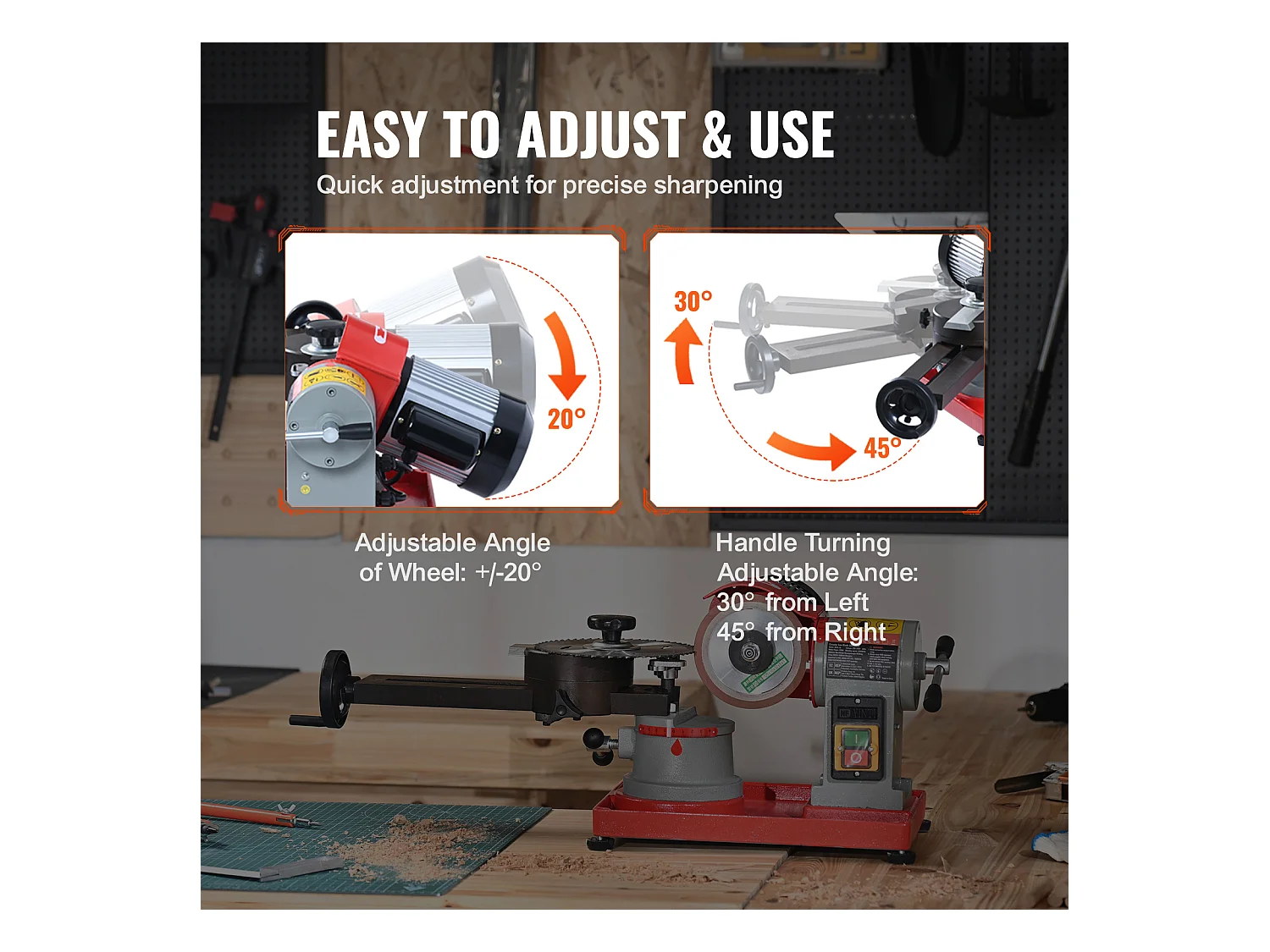 Affûteuse de Lame de Scie Circulaire SucceBuy 370 W 3600 tr/min, Meule de 12.7 cm