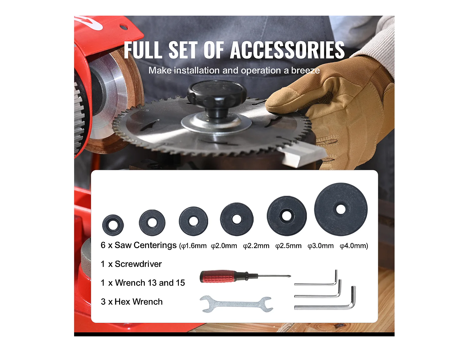 Affûteuse de Lame de Scie Circulaire SucceBuy 370 W 3600 tr/min, Meule de 12.7 cm