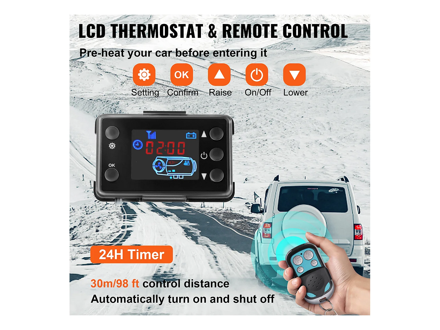 Chauffage à Air Diesel SucceBuy 12V 5KW pour RV, Camper, Remorque, Camions, Bateaux, Commutateur LCD