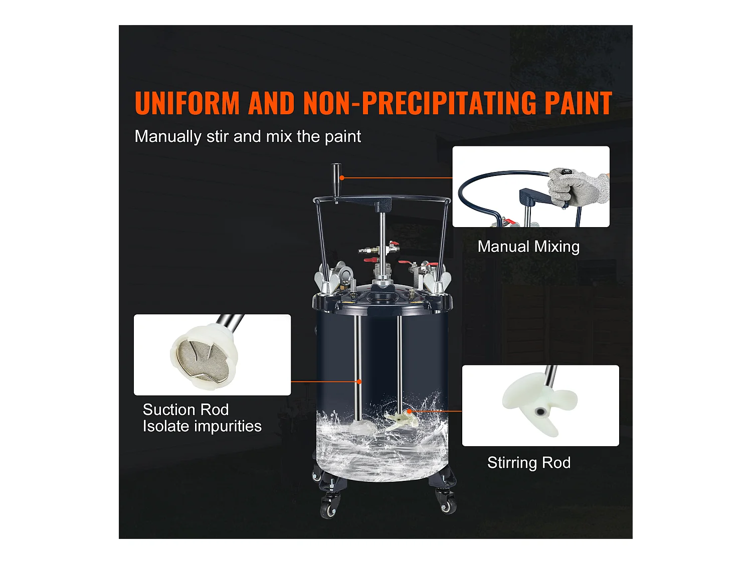 Spray Paint Pot, Serbatoio di Alimentazione a Pressione SucceBuy 30L/8Gal, Regolatore