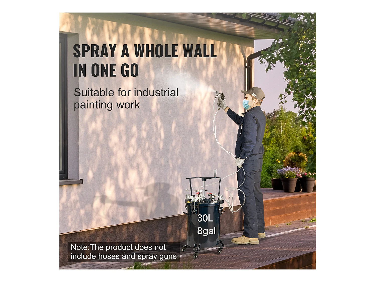 Spray Paint Pot, Serbatoio di Alimentazione a Pressione SucceBuy 30L/8Gal, Regolatore