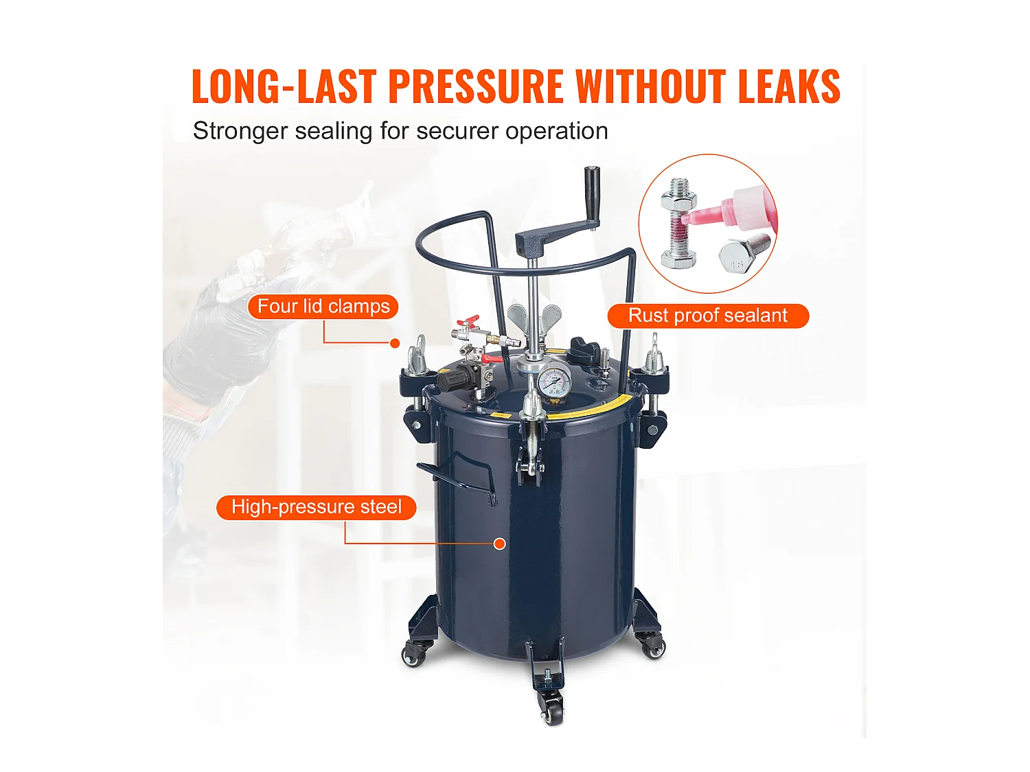 Spray Paint Pot, Serbatoio di Alimentazione a Pressione SucceBuy 30L/8Gal, Regolatore