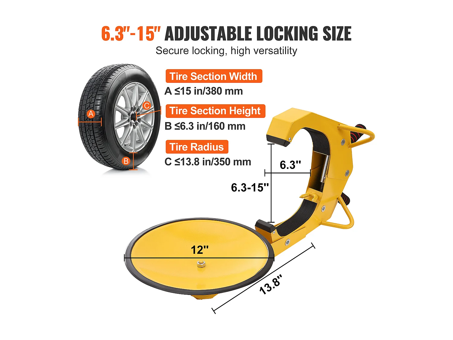 Pince de Blocage de Roue SucceBuy, Griffe de Pneu de Coffre pour Remorques, Voitures et Camions, Antivol, 1 Pièce