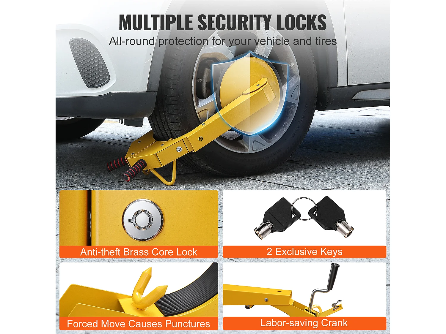 Pince de Blocage de Roue SucceBuy, Griffe de Pneu de Coffre pour Remorques, Voitures et Camions, Antivol, 1 Pièce