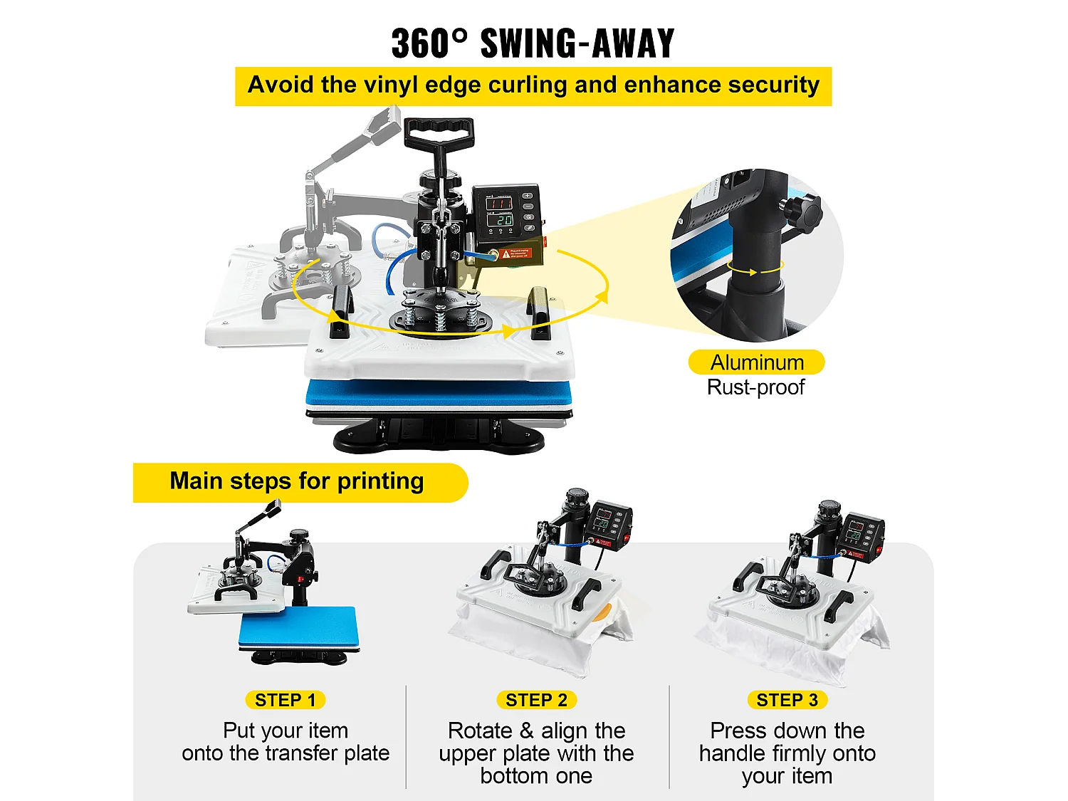 Heißprägegerät SucceBuy 10-in-1 30,48x38,1 cm Weiß