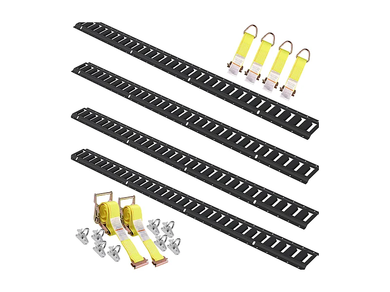 Zestaw do Mocowania Szyn E-Track 152.4cm SucceBuy 18-częściowy, 907kg, Szyny Stalowe i Kotwy Pierścieniowe, Przechowywanie ładunków