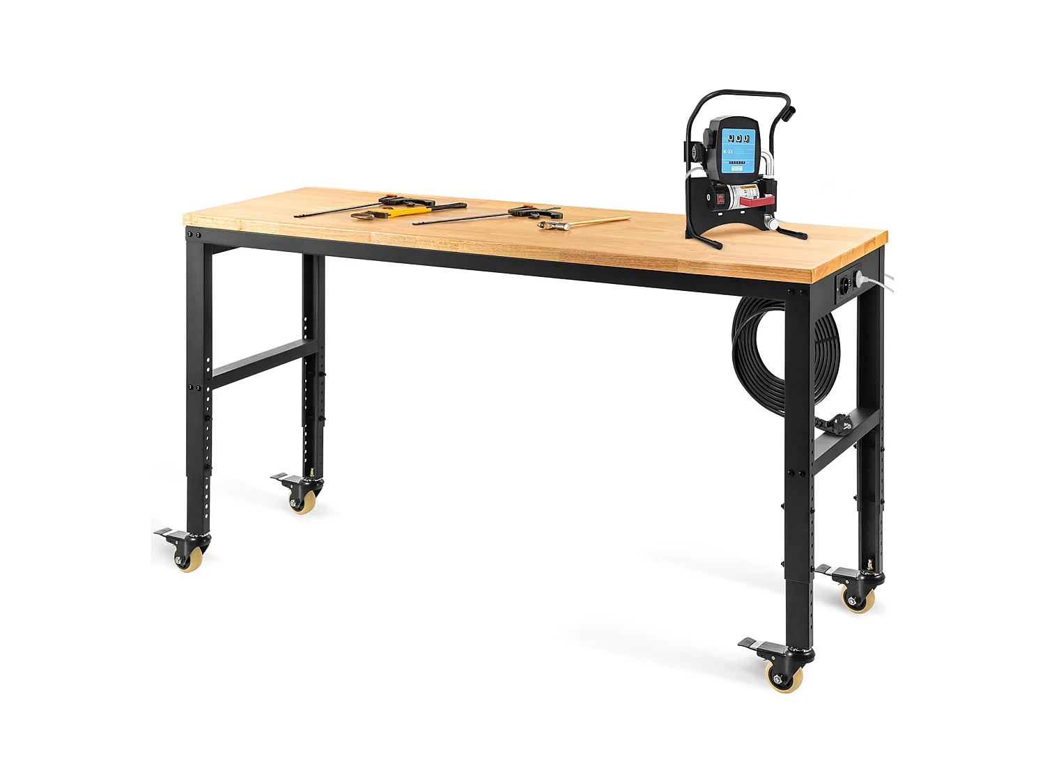 Garagetafel SucceBuy | Ajusteerbare Werktafel 122x61 cm met Stopcontact en Wielen