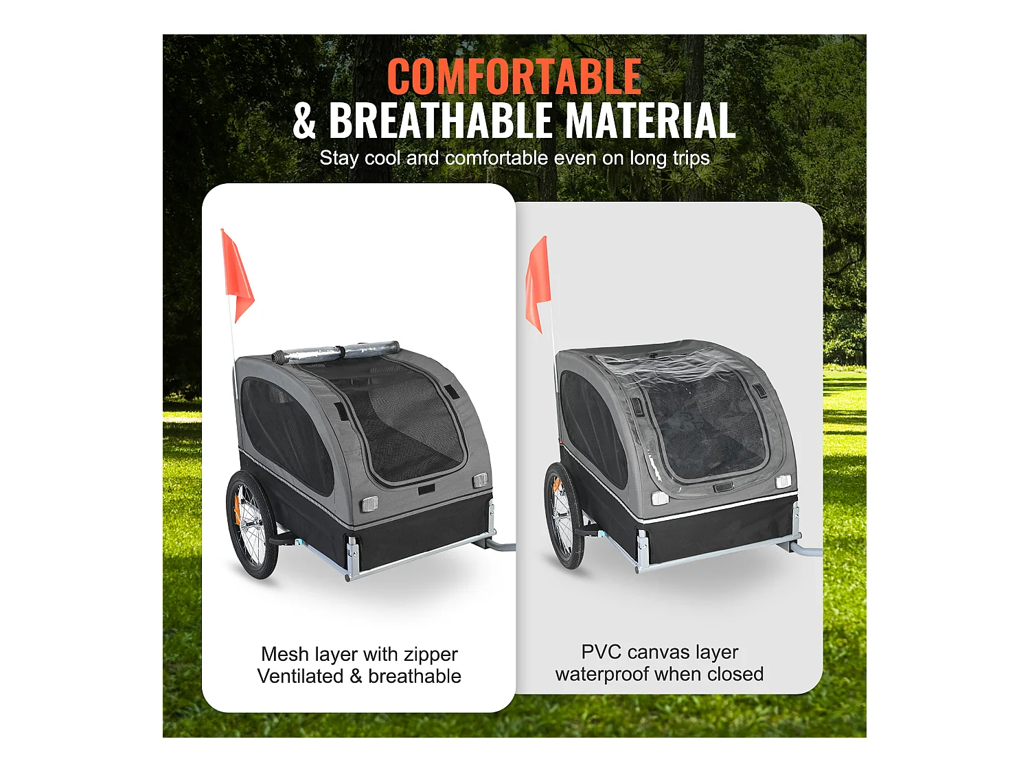 Remorque 2in1 de Vélo, SucceBuy Remorque pour Vélo pour Animaux de Compagnie, Porte-vélo pour Chien et Chat, Charge de 40 KG, Acier Résistant à L'eau