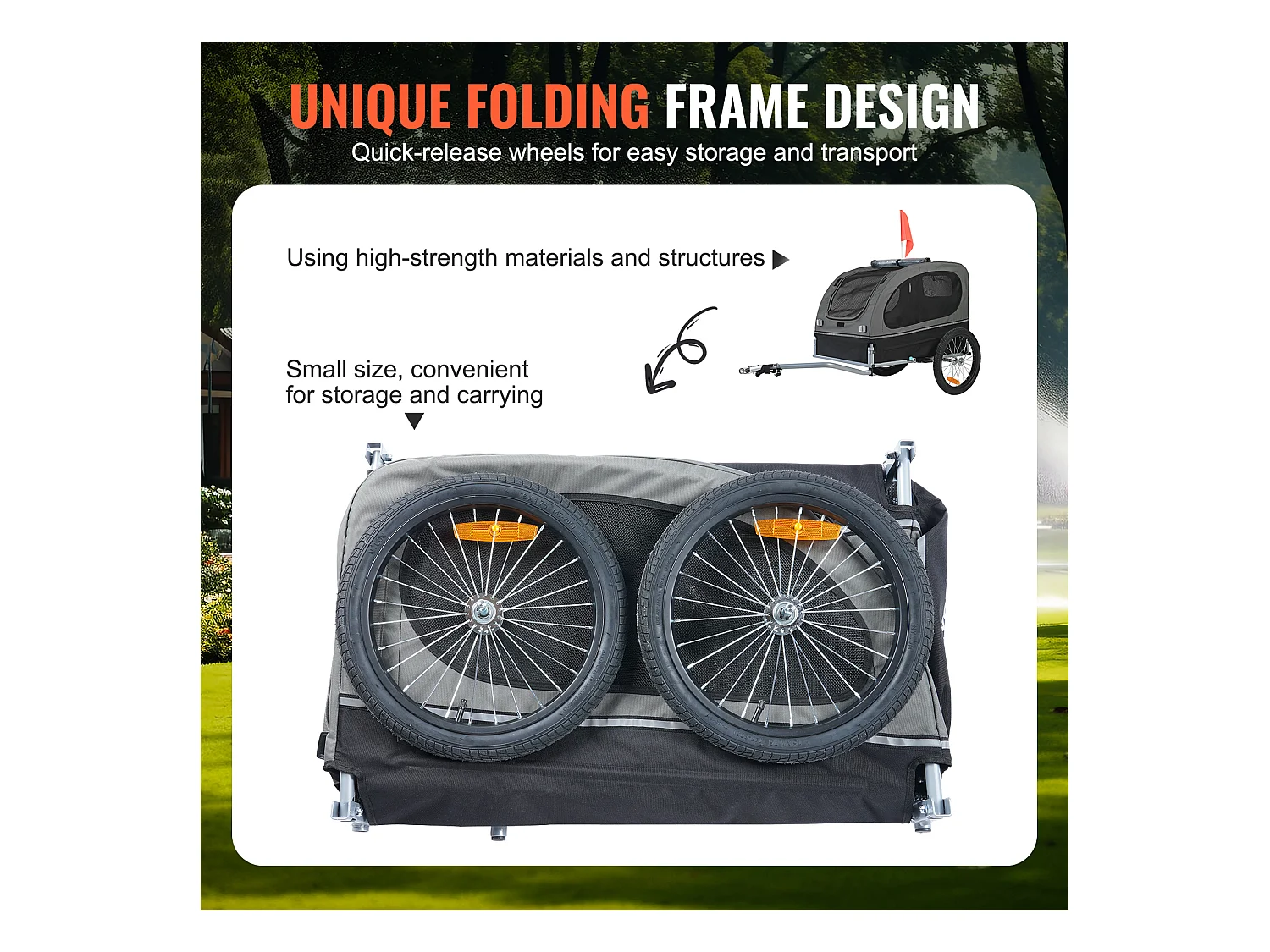 Remorque 2in1 de Vélo, SucceBuy Remorque pour Vélo pour Animaux de Compagnie, Porte-vélo pour Chien et Chat, Charge de 40 KG, Acier Résistant à L'eau