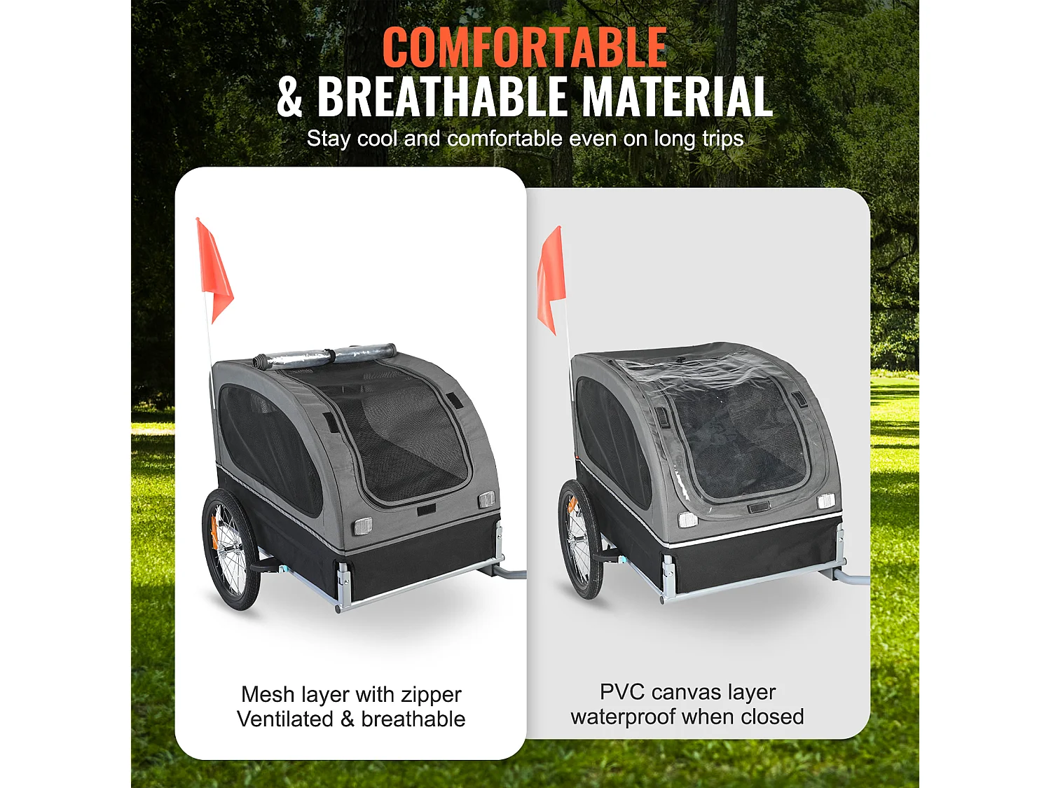 Remorque 2 in 1 de Vélo pour Animaux  de Compagnie Succebuy, Porte-vélo pour Chien et Chat, Charge de 40 KG, Acier Résistant à L'eau