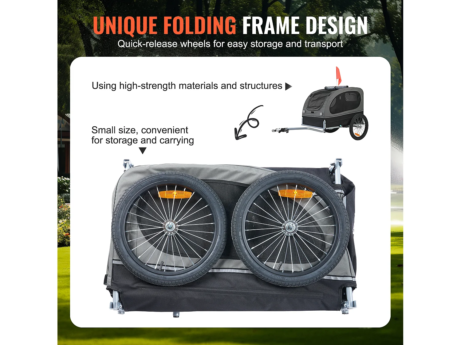 Remorque 2 in 1 de Vélo pour Animaux  de Compagnie Succebuy, Porte-vélo pour Chien et Chat, Charge de 40 KG, Acier Résistant à L'eau