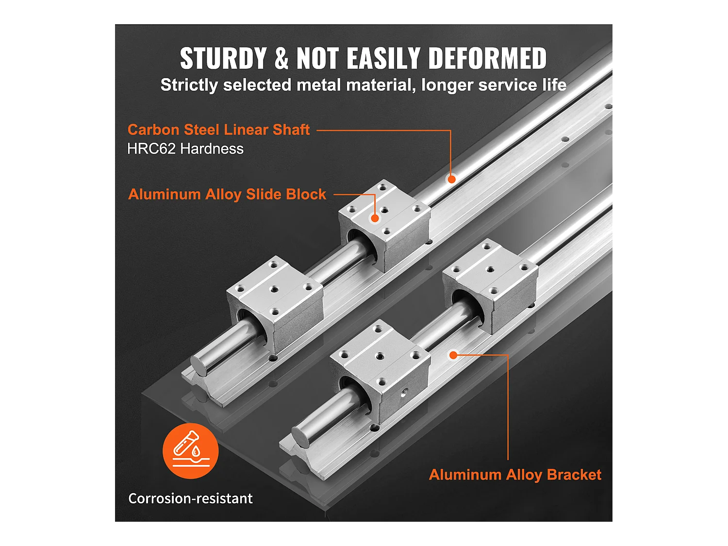 Riel de Guiado Lineal SucceBuy, 2 Piezas SBR20 120 cm, Riel Deslizante 4 Piezas SBR20UU