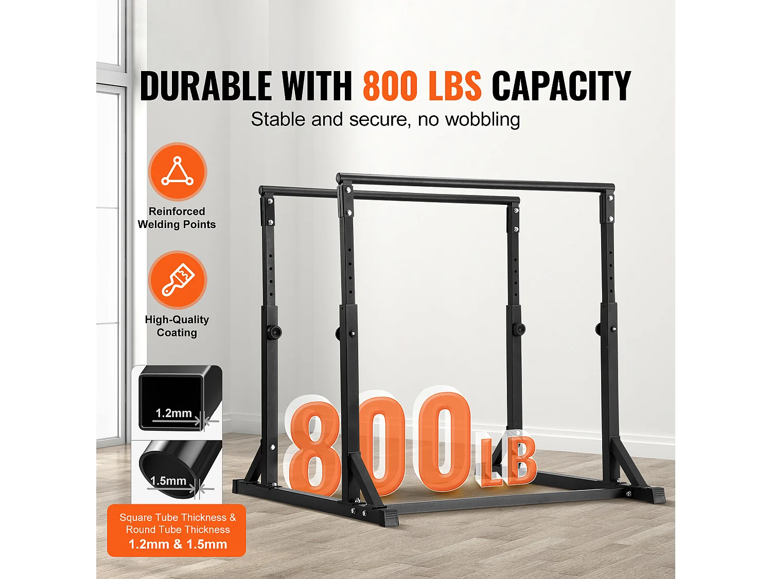 Barre Dips SucceBuy Dip Bar, Capacité de 363KG, Hauteur Réglable, Station D'Entraînement Musculaire