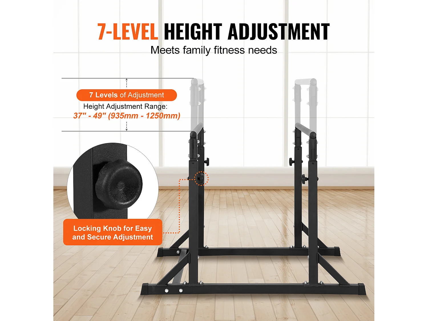 Barre Dips SucceBuy Dip Bar, Capacité de 363KG, Hauteur Réglable, Station D'Entraînement Musculaire