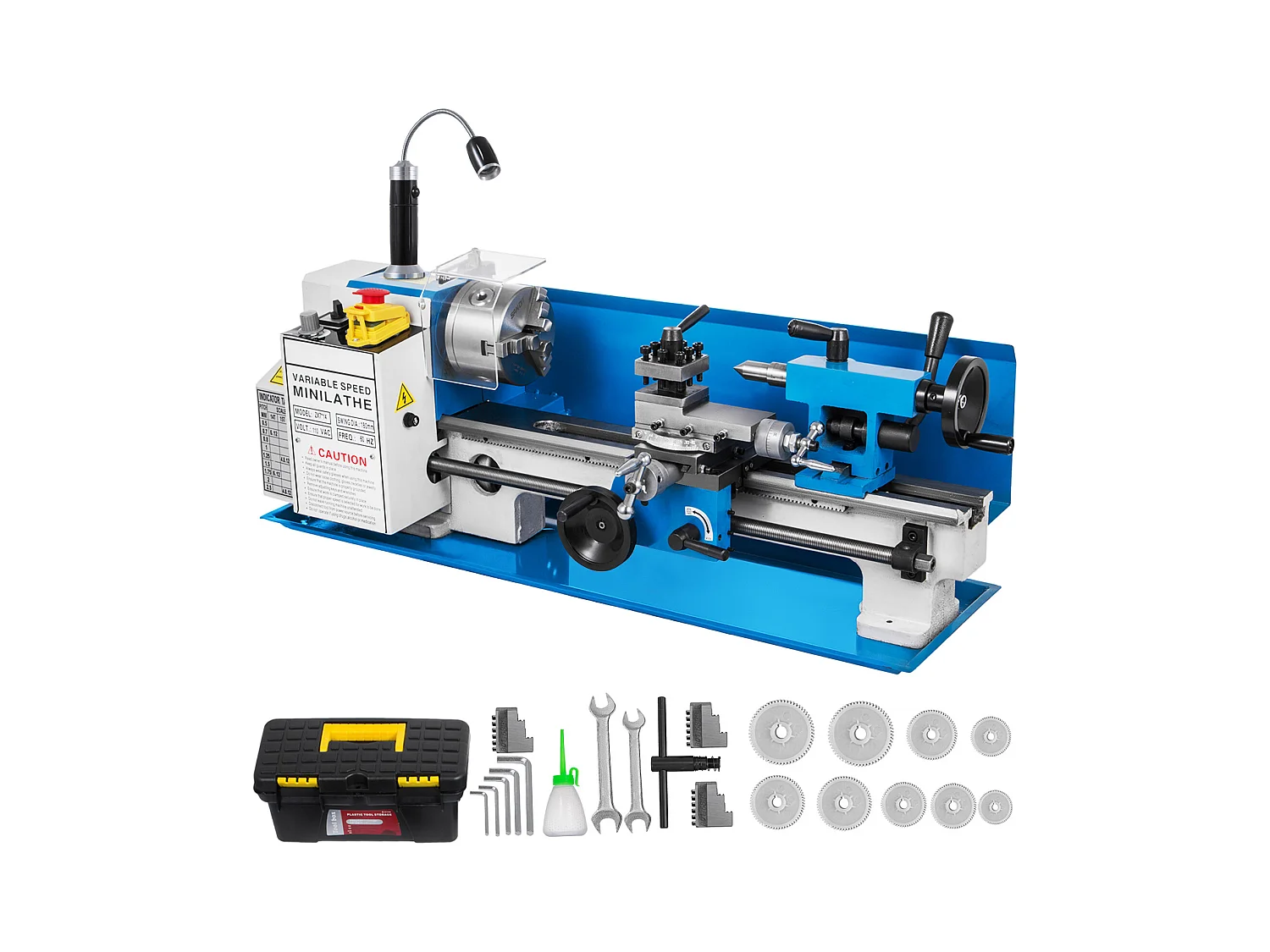 Torno para Metal, SucceBuy Mini Torno de Sobremesa de 18 x 35,5 CM, Fresadora de Velocidad Variable