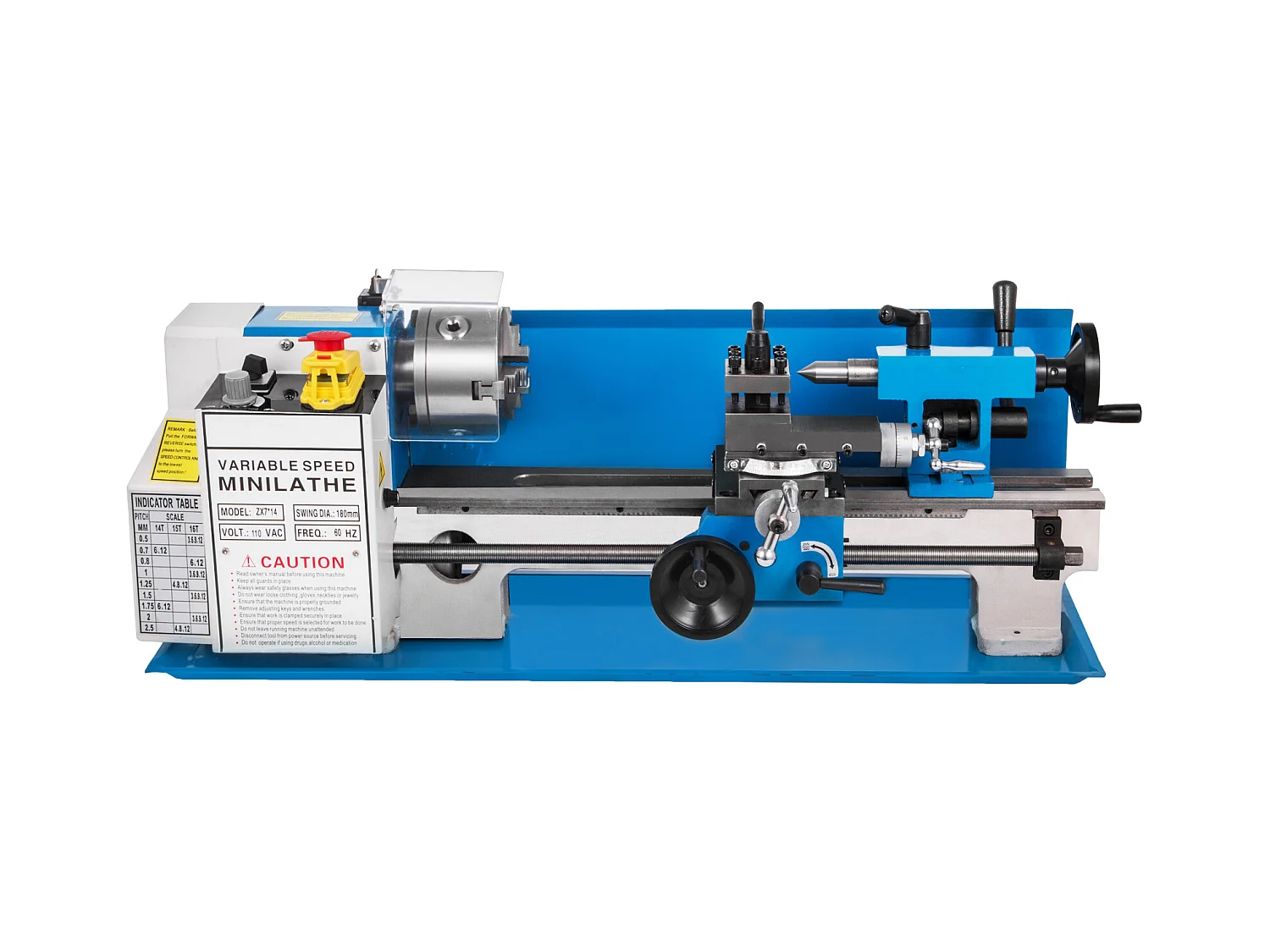 Torno para Metal, SucceBuy Mini Torno de Sobremesa de 18 x 35,5 CM, Fresadora de Velocidad Variable