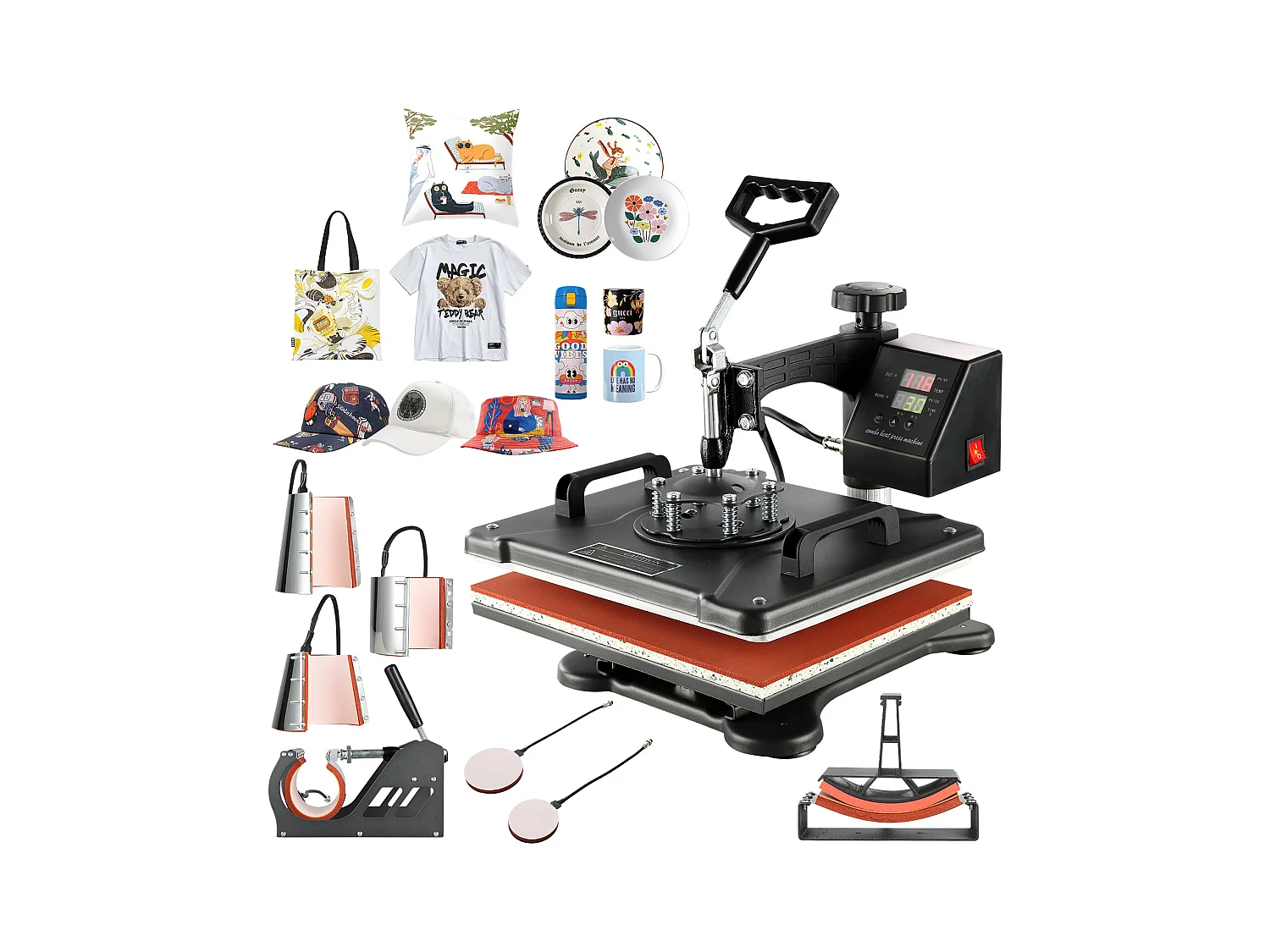 Presse à Chaud Numérique SucceBuy 8 en 1 pour T-Shirts, Tasses, Chapeaux, 220 V