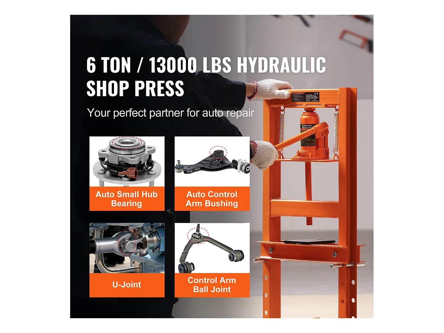 Hydrauliczna Pressa Warsztatowa SucceBuy 6 Ton, Support Pressa Stolikowego z Ramem H