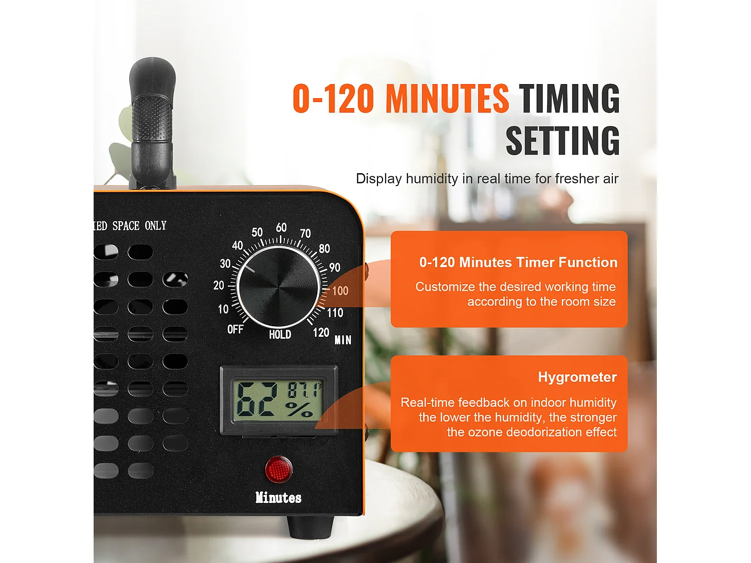 Générateur d'Ozone SucceBuy 12000 mg/h, Éliminateur d'Odeurs avec Minuterie de 0 à 120 Minutes