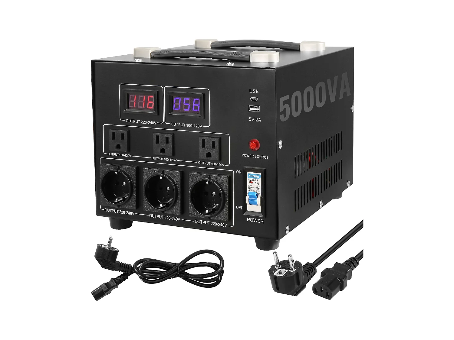 Spannungswandler-Konverter SucceBuy 5000 W, Hoch/Niedervoltwandler 220 V-110 V CE