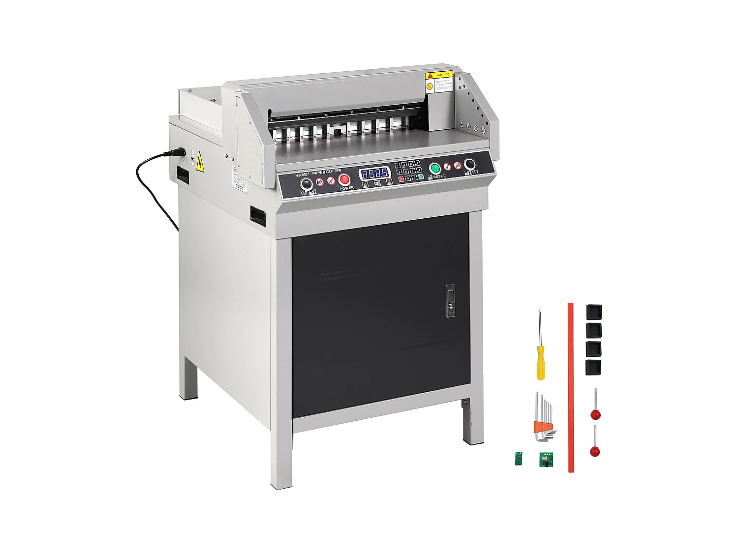 Solidny Elektryczny Nożnik do Papieru SucceBuy 450 mm, z Inteligentnym Panelu LCD, Pozycjonowaniem Świateł Podczerwieni, do Etykiet